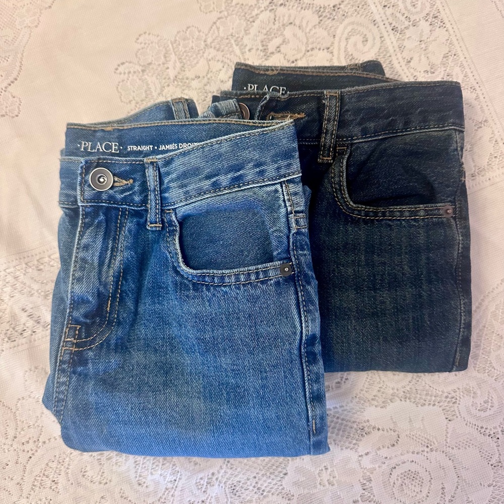 The Children's Place Girls Straight Jeans - Light Blue & Dark Blue
